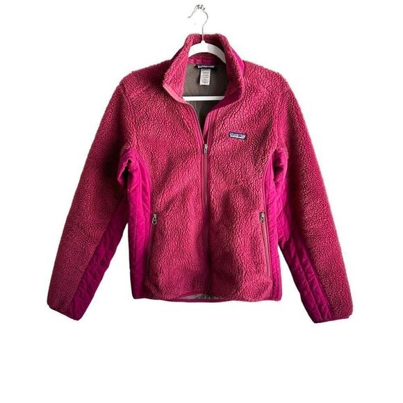 Patagonia Retro X Fleece Jacket M Magenta Full Zip Pockets Deep Pile Winter - Picture 1 of 7